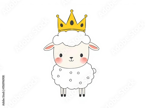 Cute sheep with crown nursery art poster in Scandinavian style with dream big theme, Scandinavian style, baby photo