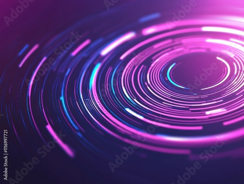 A vibrant, abstract design featuring concentric circles in shades of purple and blue, conveying a sense of movement and energy.