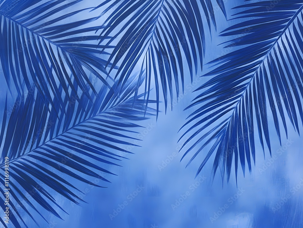 Fototapeta premium Vibrant Blue Tropical Leaves: An Abstract Composition