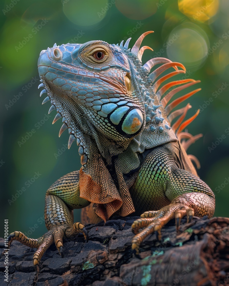 iguana on sunlit tree branch with natural forest view ai generated iguana on sunlit tree branch with natural forest view ai generated