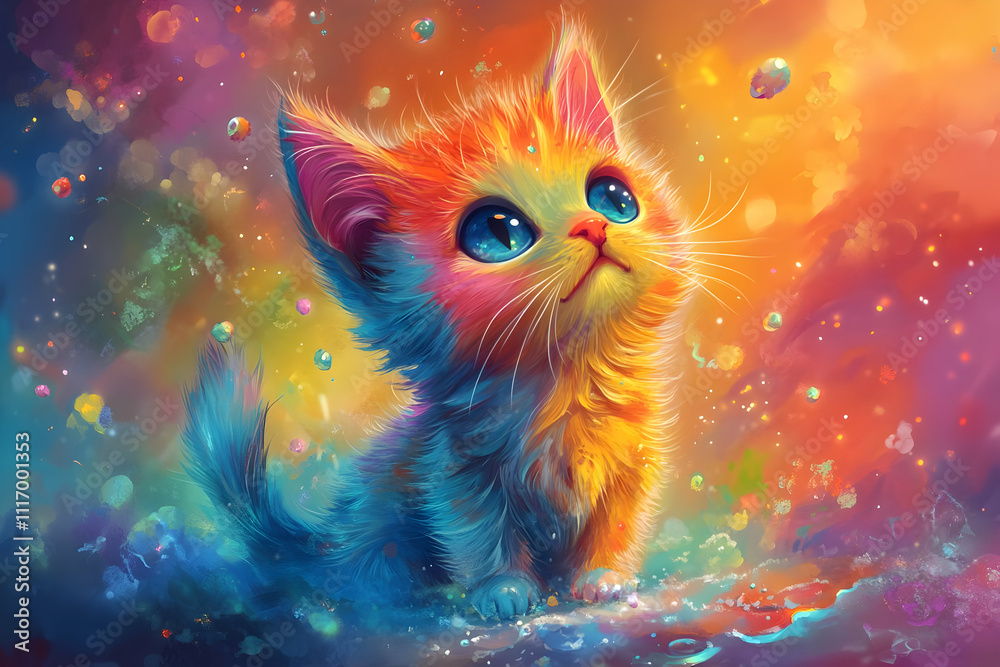 Rainbow Kitten Digital Illustration Rainbow Kitten Digital Illustration