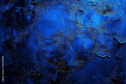 Deep Blue Abstract Textured Background with Distressed Concrete Surface and Dark Shadows
