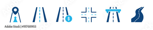 Set of glyph solid icons related navigation, GPS, road, map. Perfect pixel on transparent background