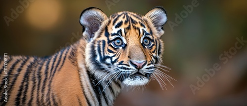 Majestic Tiger Stands Alert in Dense Forest photo