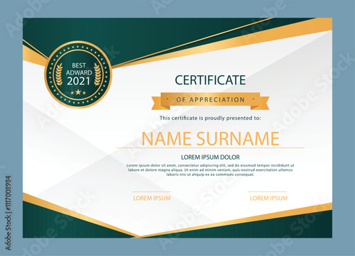 Blue and gold vector modern elegant and luxury certificate template for corporate. modern Certificate