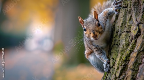 Curious Grey Squirrel on a Tree photo