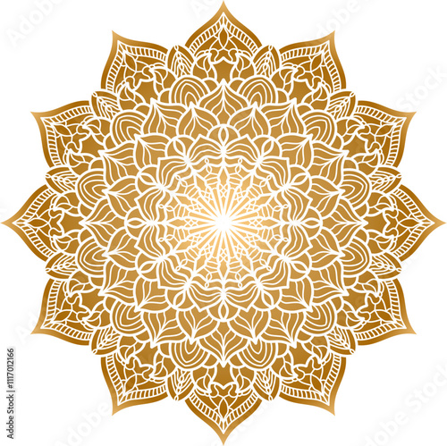 Gold Islamic mandala design element filled vector