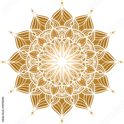 Gold Islamic mandala design element filled vector