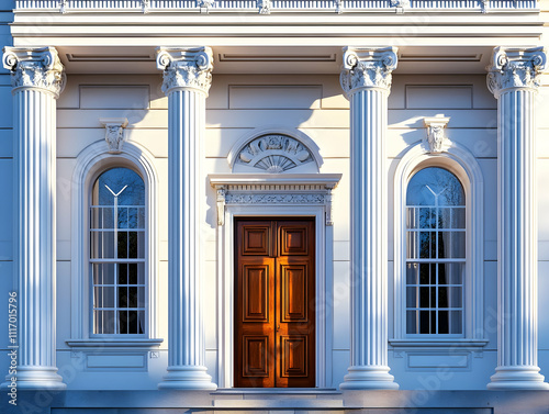 Classical Architecture 3D Render of Elegant Building Entrance
