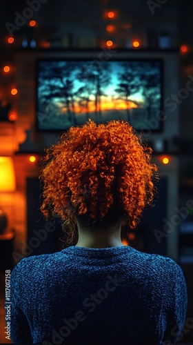 A woman smiling during a video call, sitting at a desk with a neat setup.