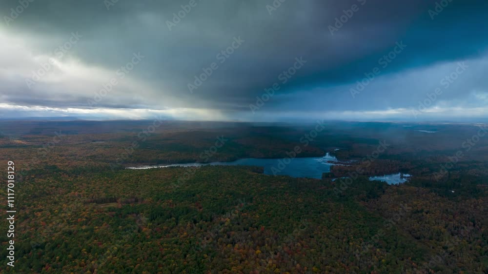 Aeril Hyperlapse over Lake in Catskills during a storm Aeril Hyperlapse over Lake in Catskills during a storm