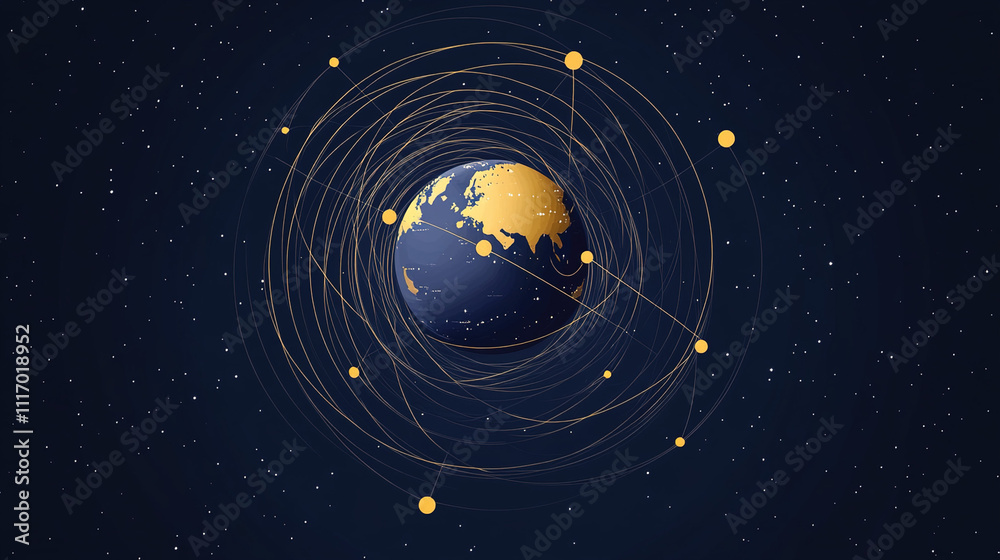 Earth axis diagram illustration showing the tilt of the Earth's rotational axis relative to its orbital plane, explaining the cause of seasonal changes and the distribution of sunlight.