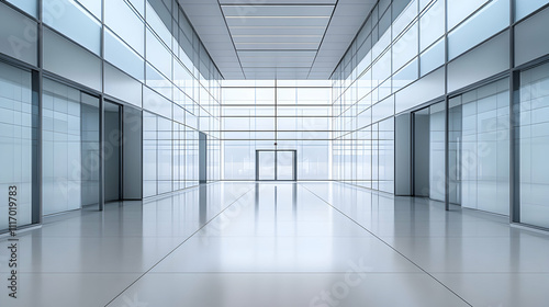 Wallpaper Mural Modern glass corridor interior with sleek design and bright lighting. Torontodigital.ca