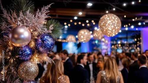 Festive celebration event elegant venue holiday gathering nighttime atmosphere close-up view christmas spirit