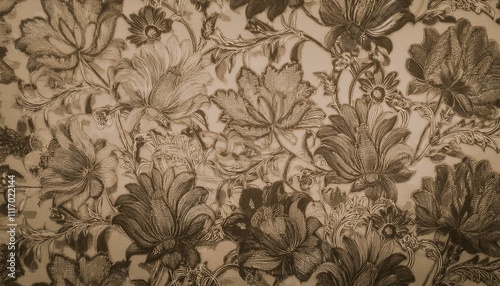 Wallpaper Mural 빈티지 패턴 벽지 올드한 감성이 느껴지는 세피아 톤의 꽃무늬 패턴 벽지 Torontodigital.ca