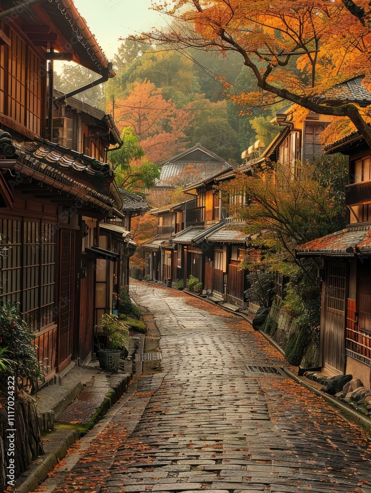 Natural views of Japanese cities with beautiful building structures and nature ai generated Natural views of Japanese cities with beautiful building structures and nature ai generated