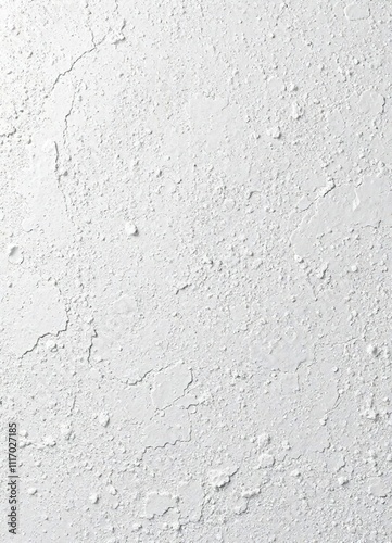 Rough-brushed plastered surface with a white coating, rough texture, aging process