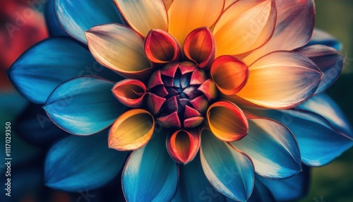 A vibrant, artistic depiction of a colorful flower in bloom.