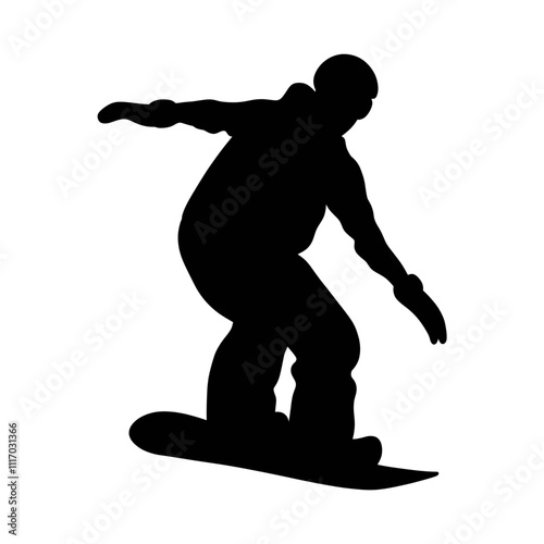 Snowboarding Silhouette. Silhouette of a snowboarder isolated on a white background.
Snowboard vector. 