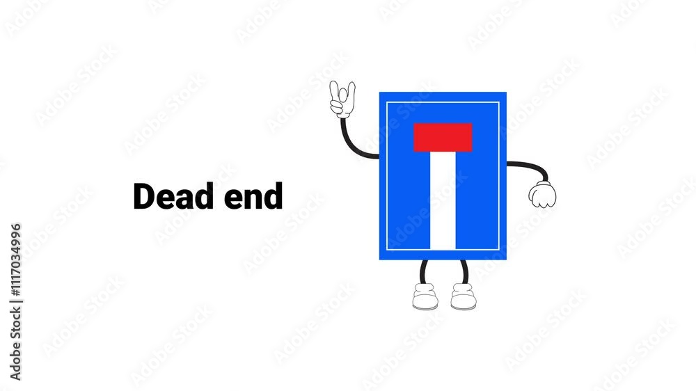 Animated dead end sign with cartoon characters, perfect for educational materials, traffic safety campaigns, or children's learning content. Animated dead end sign with cartoon characters, perfect for educational materials, traffic safety campaigns, or children's learning content.