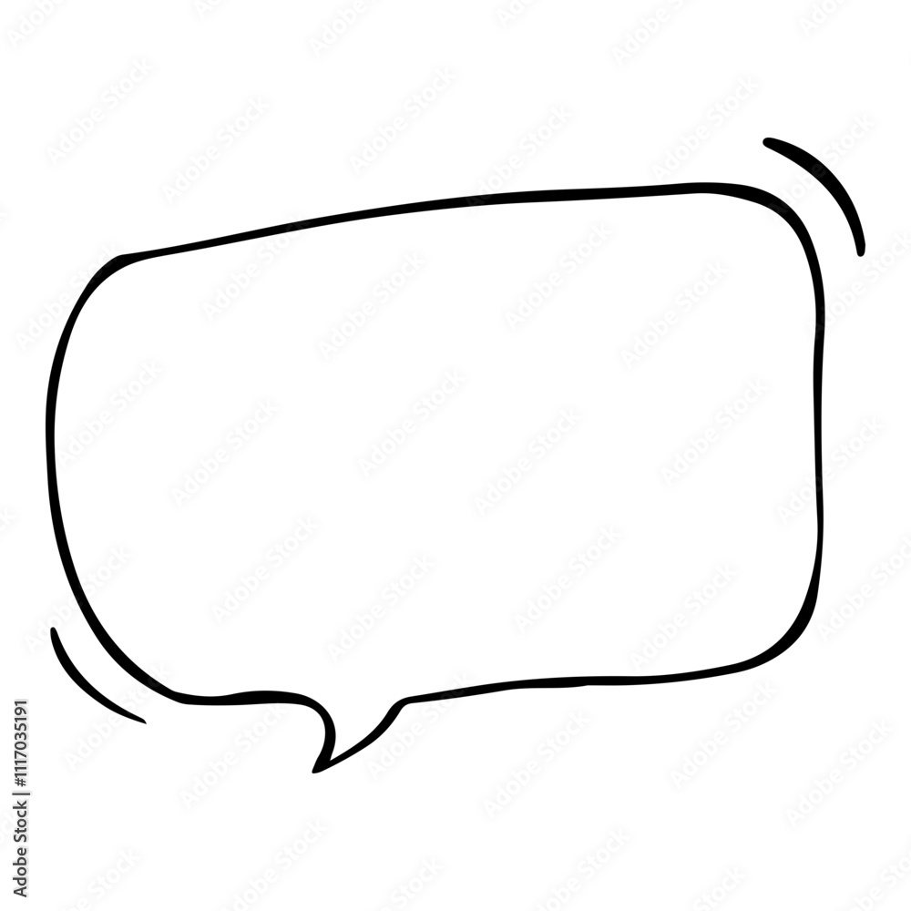  A minimalist black and white speech bubble illustration with dynamic curved lines, perfect for comic design, messaging apps, presentations, or creative text placeholders.