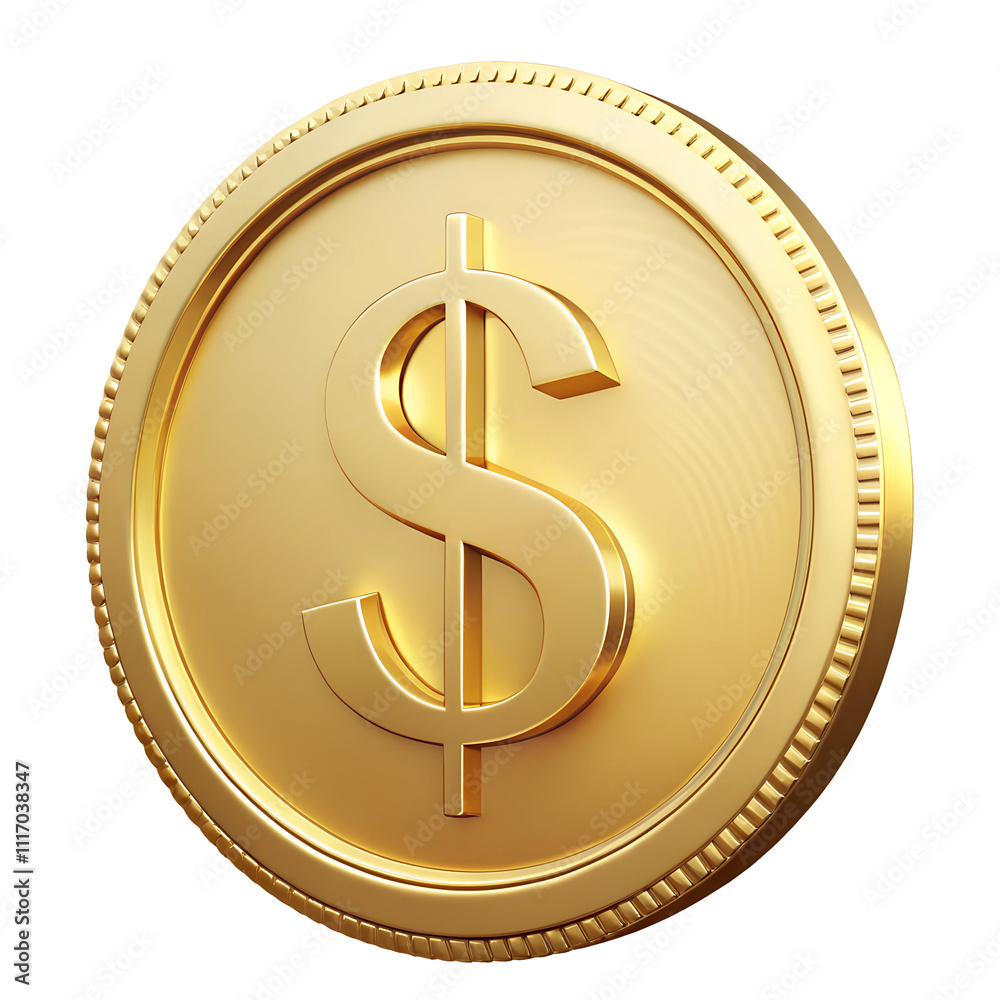 gold coin with dollar sign 3d icon in cartoon plastic style minimal isolated on transparent white background, clipping path gold coin with dollar sign 3d icon in cartoon plastic style minimal isolated on transparent white background, clipping path