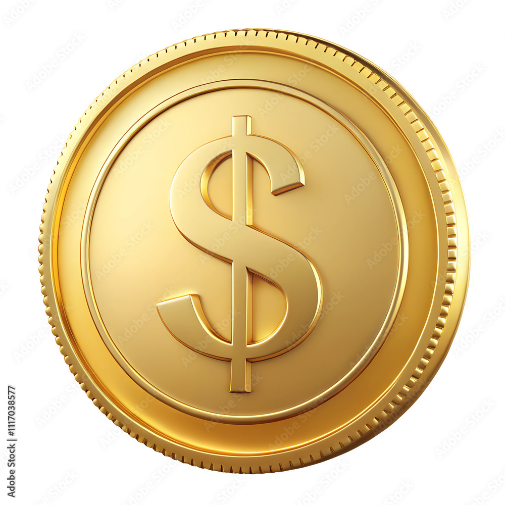 gold coin with dollar sign 3d icon in cartoon plastic style minimal isolated on transparent white background, clipping path gold coin with dollar sign 3d icon in cartoon plastic style minimal isolated on transparent white background, clipping path