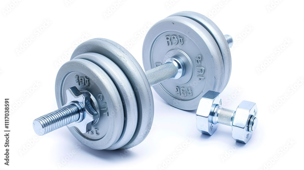 Barbell Isolated on White Background, Standing Alone as a Symbol of Strength and Fitness, Ready for Use. Barbell Isolated on White Background, Standing Alone as a Symbol of Strength and Fitness, Ready for Use.