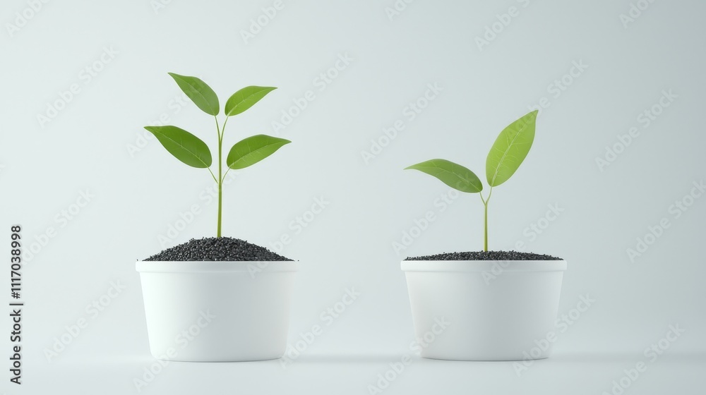 Growth of young plants in minimalist indoor garden space close-up view nature inspiration for eco-friendly living Growth of young plants in minimalist indoor garden space close-up view nature inspiration for eco-friendly living