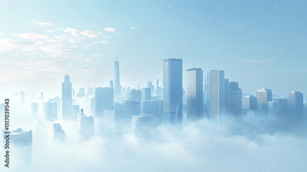 Urban skyline emerges from mist at dawn cityscape photography atmospheric environment aerial view tranquil concept Urban skyline emerges from mist at dawn cityscape photography atmospheric environment aerial view tranquil concept