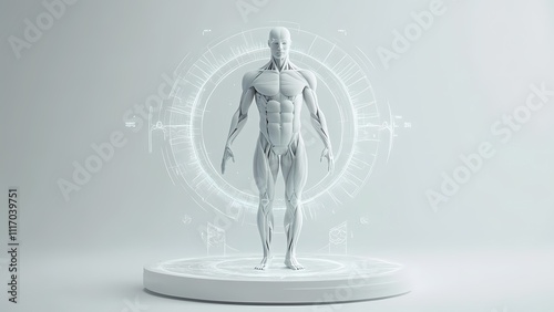 Holographic human structure anatomy concept illustration