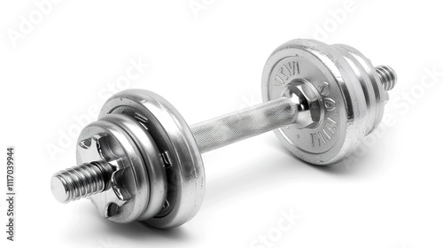 Barbell Isolated on White Background, Standing Alone as a Symbol of Strength and Fitness, Ready for Use.