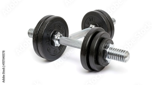 Barbell Isolated on White Background, Standing Alone as a Symbol of Strength and Fitness, Ready for Use.