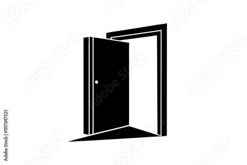 Open door | isolated vector silhouette illustration on white background