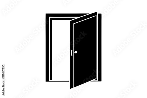 Open door | isolated vector silhouette illustration on white background