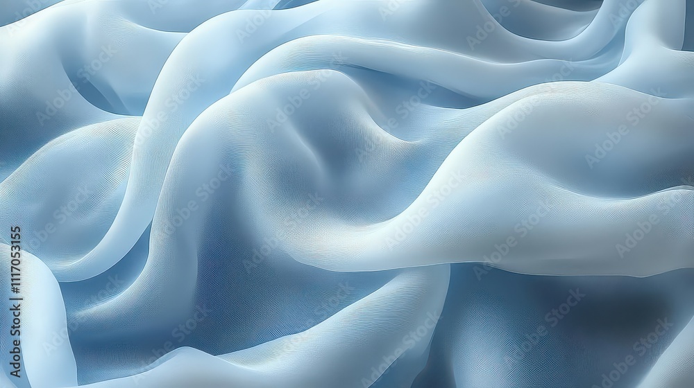 Obraz premium Soft, flowing light blue fabric with gentle waves and textures.