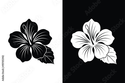 Bold and Beautiful. Tropical Hibiscus Bloom Silhouettes in Vector Art