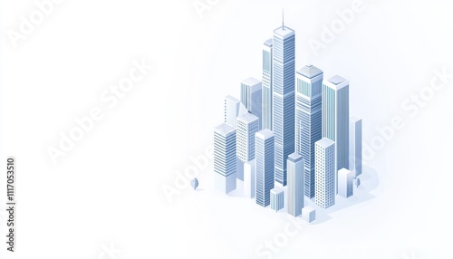 Skyscraper illustration in flat design, sharp contrast, and high focus.