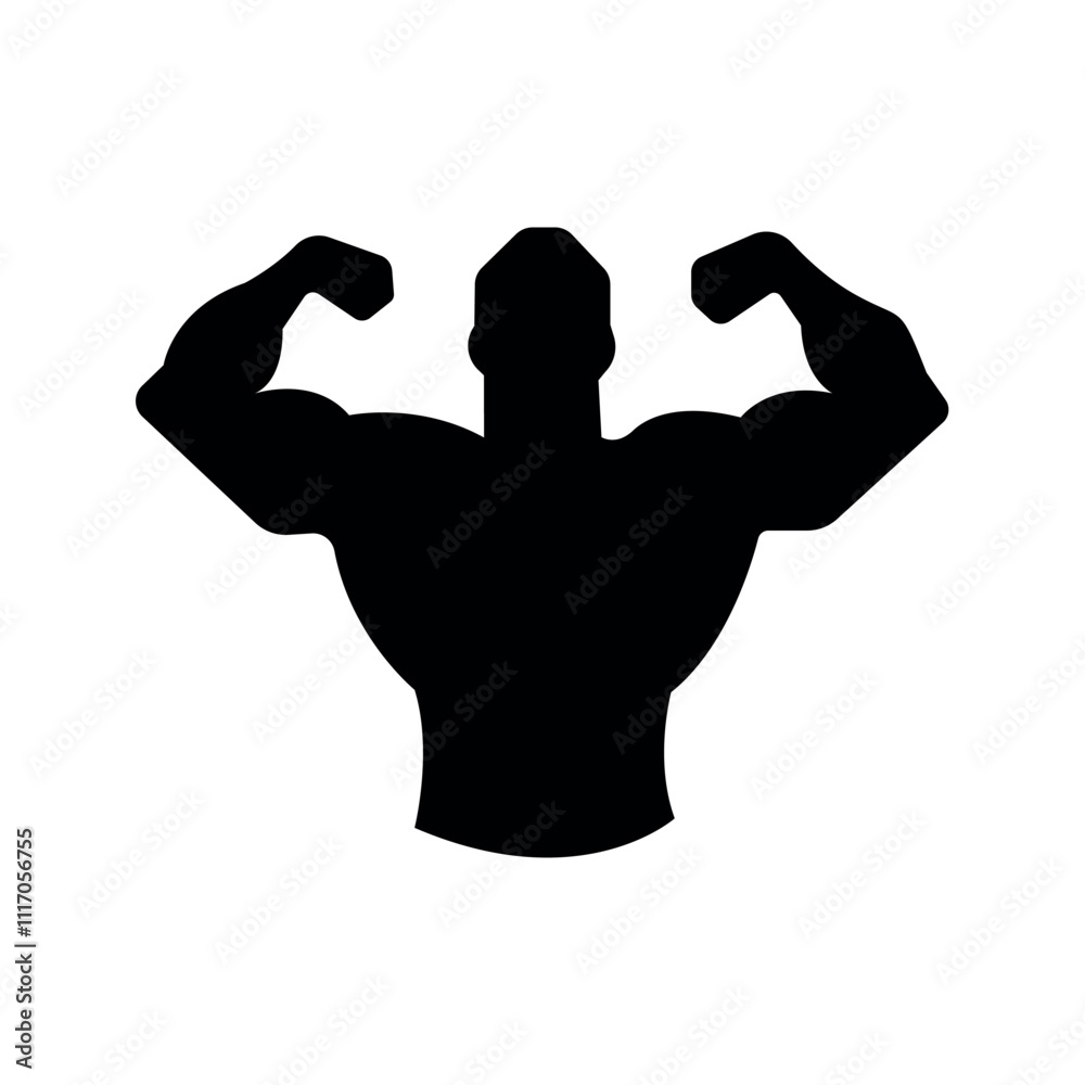 Bodybuilder icon man silhouette of a strong man icon body building muscles vector Bodybuilder icon man silhouette of a strong man icon body building muscles vector