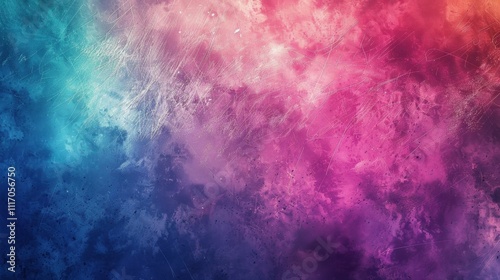 A vibrant abstract background with a blend of pink, blue, and purple hues.