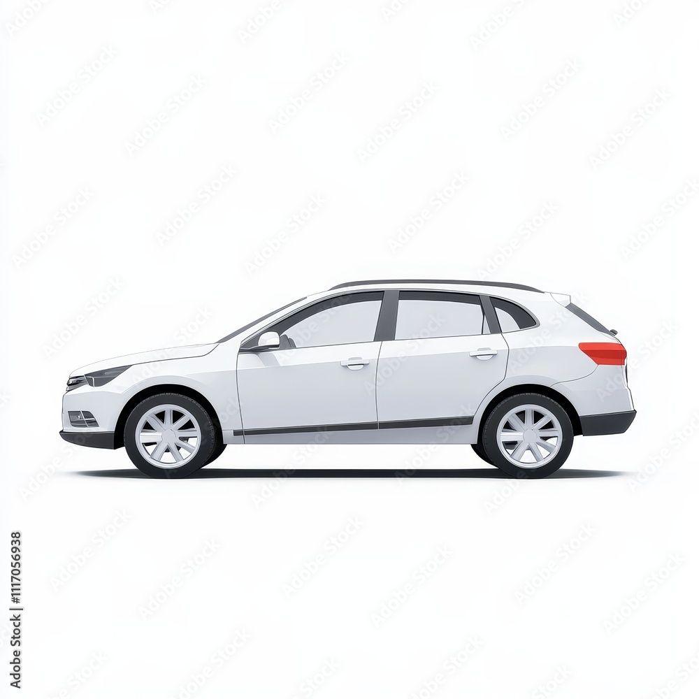 Fototapeta premium A side view of a modern white SUV, showcasing its sleek design, smooth lines, and stylish wheels.