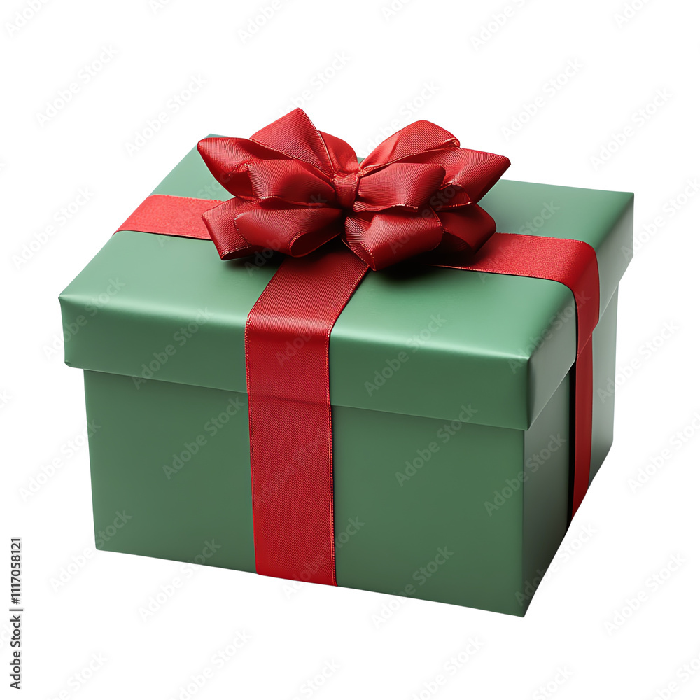 Fototapeta premium Gift box with red ribbon, transparent background