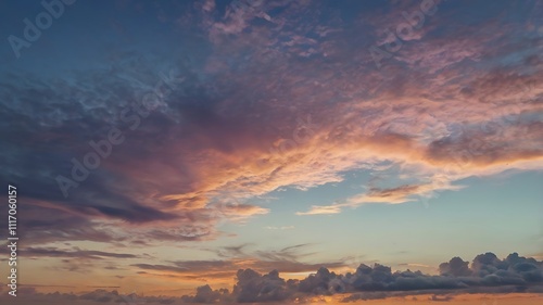 Dramatic Sunset Sky With Colorful Cloudscape photo