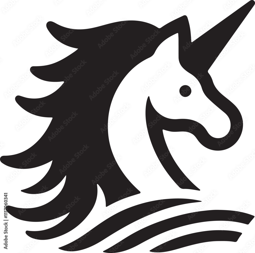 unicorn icon minimal silhouette style vector art illustration on a white background.
unicorn icon minimal silhouette style vector art illustration on a white background.