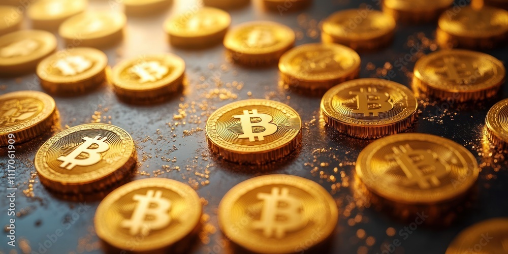 Bitcoin Coins Stacked as Currency Concept for Financial Success and Market Exchange Bitcoin Coins Stacked as Currency Concept for Financial Success and Market Exchange