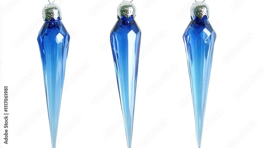 Three Elegant Blue Crystal Christmas Ornaments Icicle Design, Festive Winter Decoration, Hanging Decorations, Blue Glass Ornaments, Shiny Christmas Decor Three Elegant Blue Crystal Christmas Ornaments Icicle Design, Festive Winter Decoration, Hanging Decorations, Blue Glass Ornaments, Shiny Christmas Decor