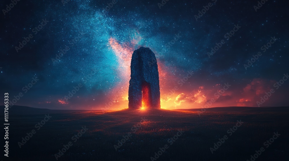 Silhouette of Nativity Stable Under Starry Sky with Bright Comet in Desert Landscape Silhouette of Nativity Stable Under Starry Sky with Bright Comet in Desert Landscape