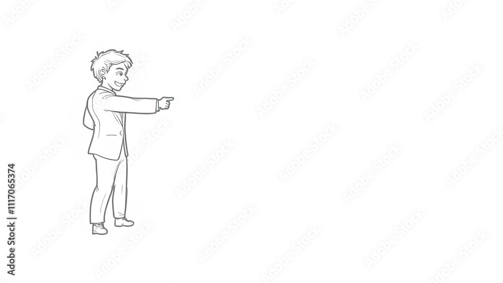 sketch of a business man pointing line art style sketch of a business man pointing line art style