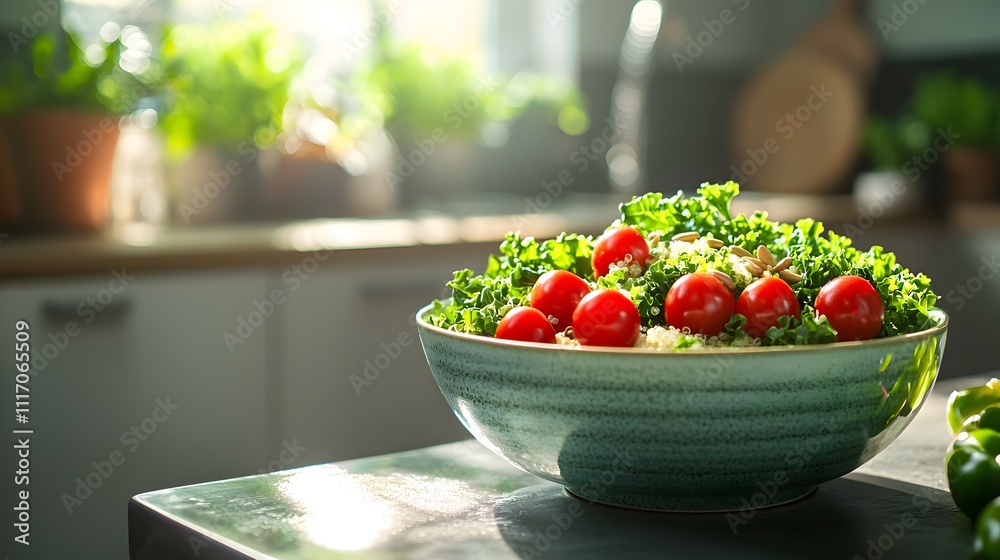 Preparing a Fresh Kale Salad with Cherry Tomatoes Cozy Kitchen Food Photography Natural Light Culinary Inspiration Preparing a Fresh Kale Salad with Cherry Tomatoes Cozy Kitchen Food Photography Natural Light Culinary Inspiration