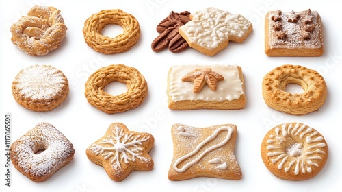 A Delightful Dozen: Assorted Christmas Cookies, Festive Treats, Holiday Baking, Sweet Delights, Wintertime Sweets, Delicious Homemade Biscuits